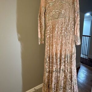 Chic Embellished Blush Maxi Dress